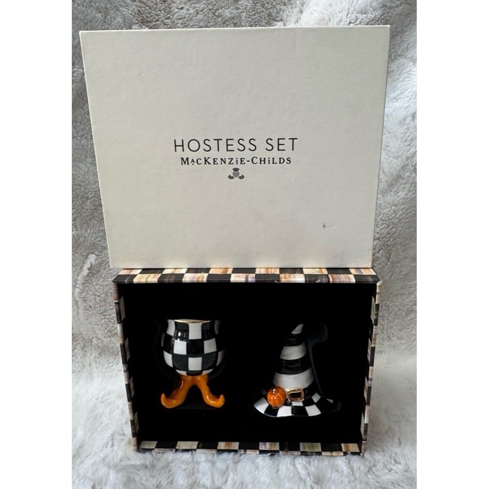 New In Box MacKenzie-Childs Good Witch Hostess Set Two Piece Halloween Boots Hat